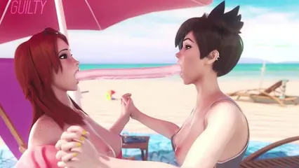 Cartoon Lesbian Sex Dildo - Tracer - yuri; lesbian; small tits; double dildo; kissjob; 3D sex porno  hentai; [Overwatch] watch online or download